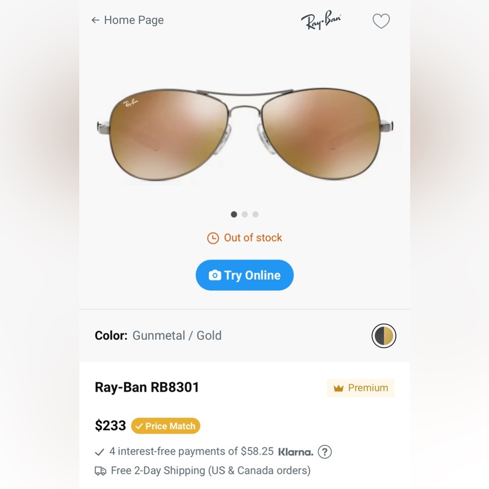 Ray-Ban Men’s sunglasses. RB8301